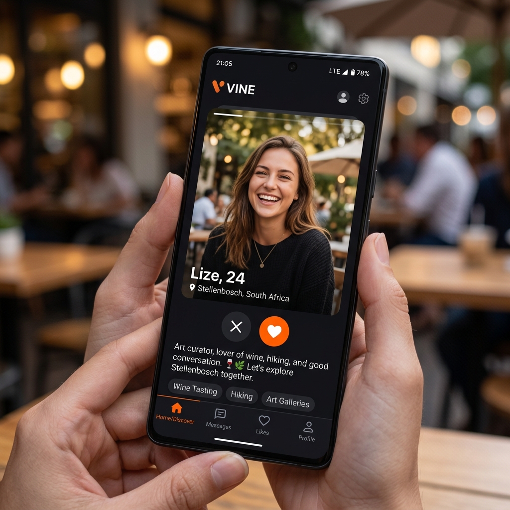 Vlam profiel swipe skerm
